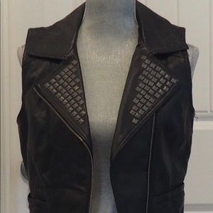 Faux leather Metal square studs black vest